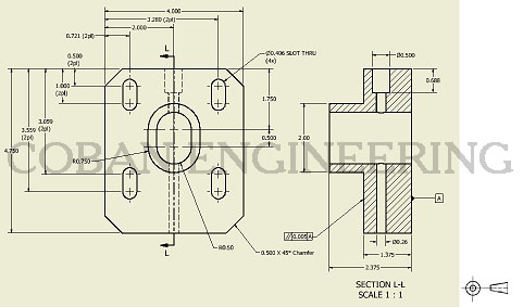 mechanical drawing with dimension